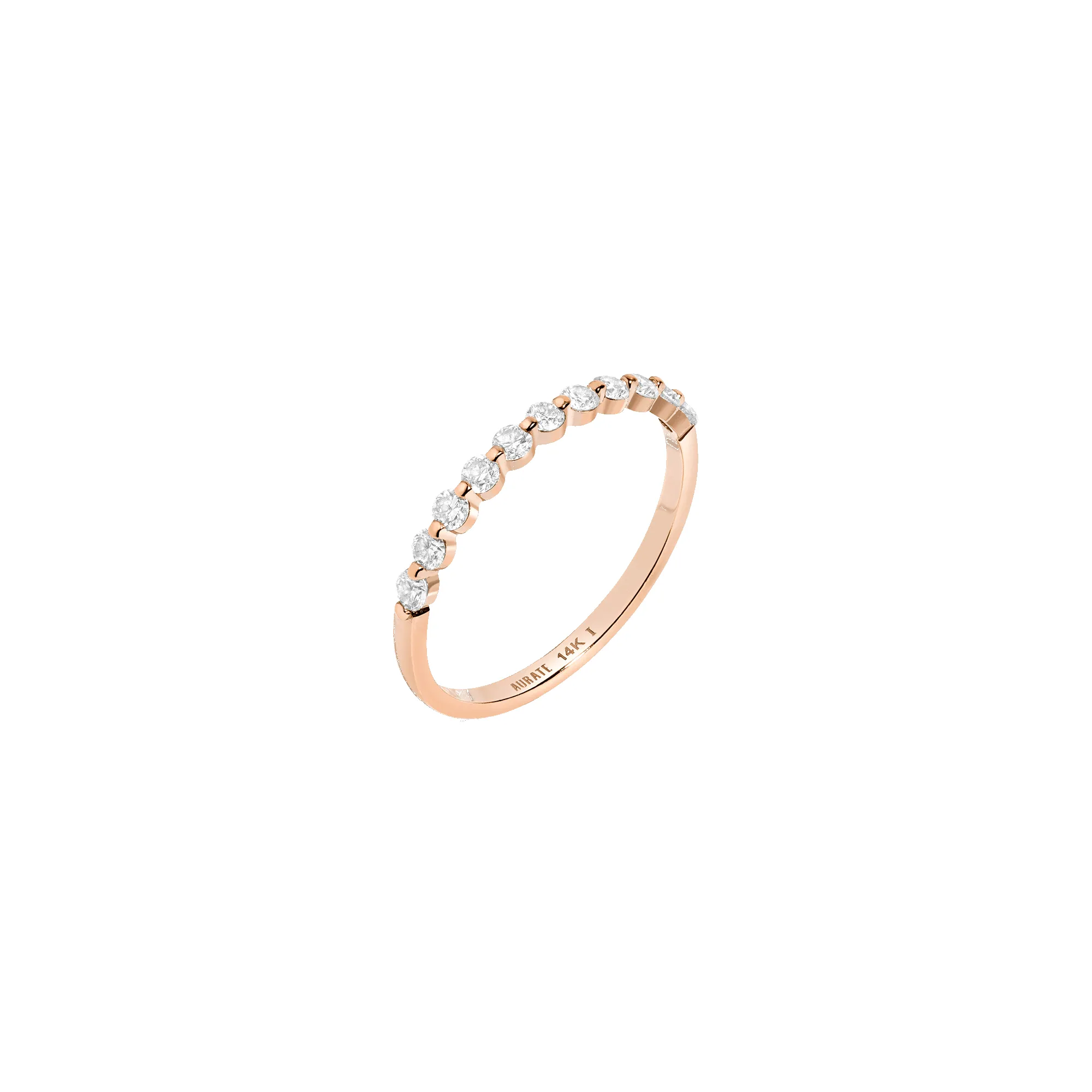 Half-Studded Prong Diamond Gold Band sold by Aurate product image thumbnail 2