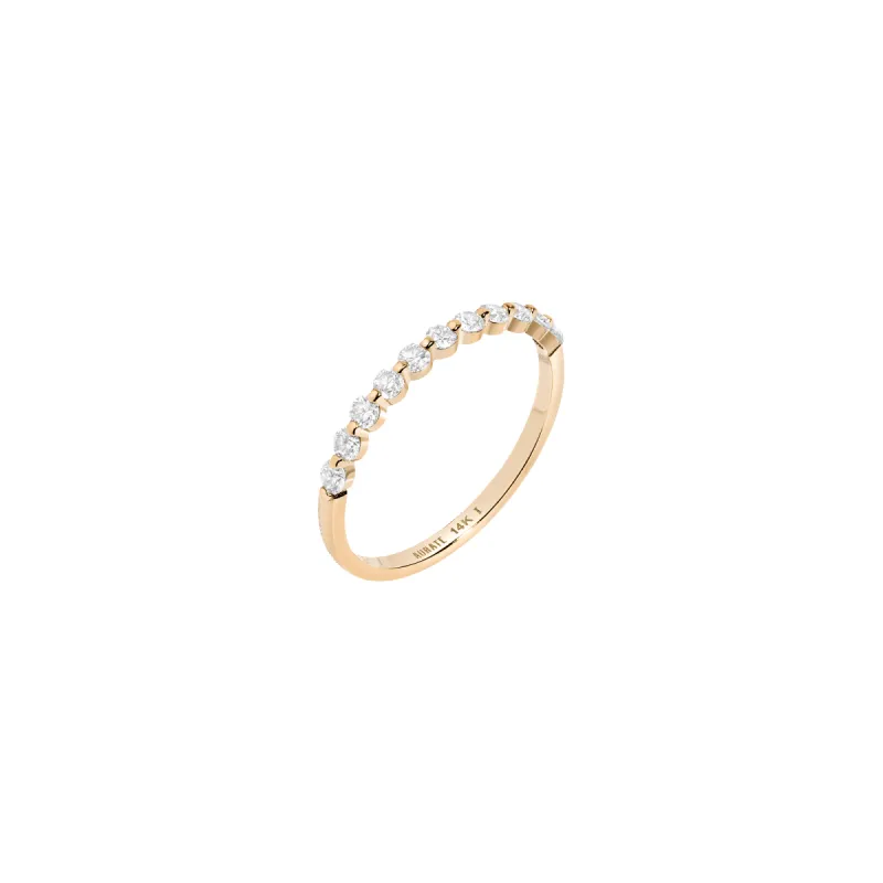 Half-Studded Prong Diamond Gold Band made by Aurate