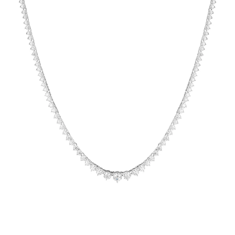 Three-Prong Graduated Tennis Necklace sold by Aurate
