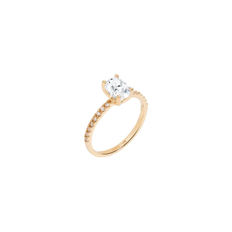 Pavé Oval-Cut Solitaire Diamond Ring made by Aurate