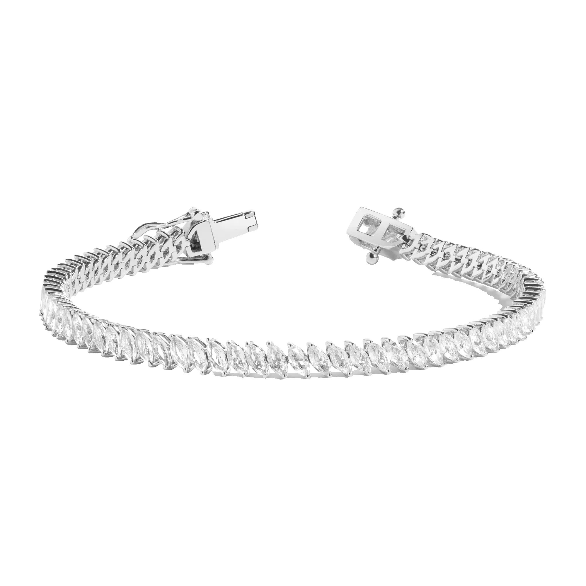Lab Grown White Sapphire Marquise Tennis Bracelet sold by Aurate product image thumbnail 2