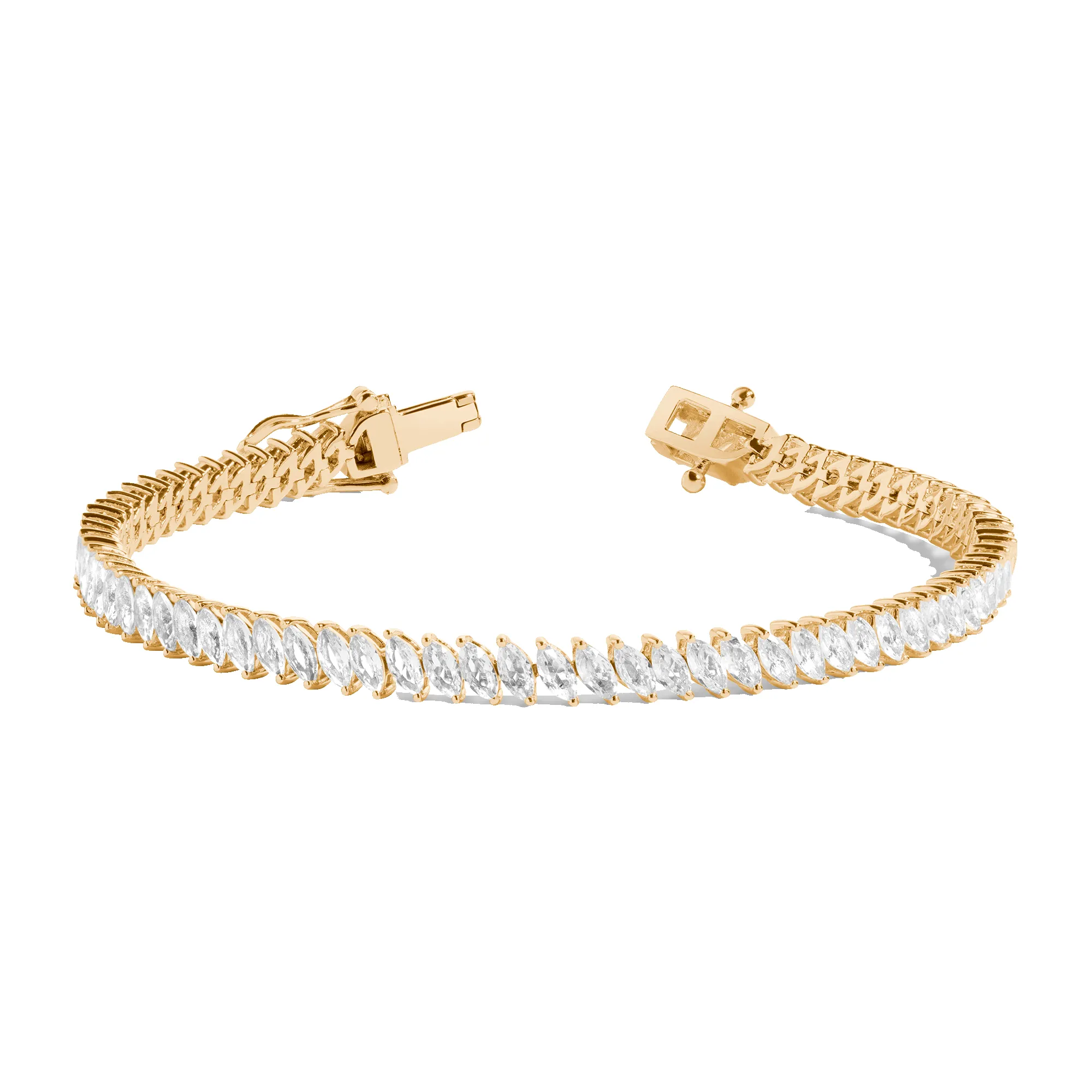 Lab Grown White Sapphire Marquise Tennis Bracelet sold by Aurate