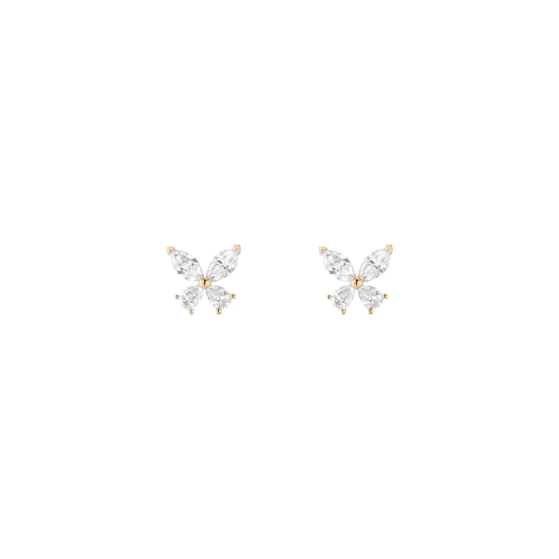 Lab Grown White Sapphire Butterfly Earrings sold by Aurate