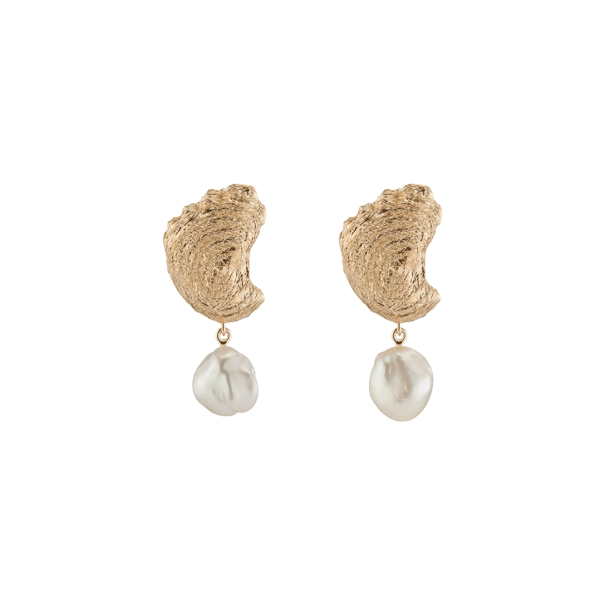 AURATE X KERRY: Venus Organic Pearl Gold Earring Large sold by Aurate