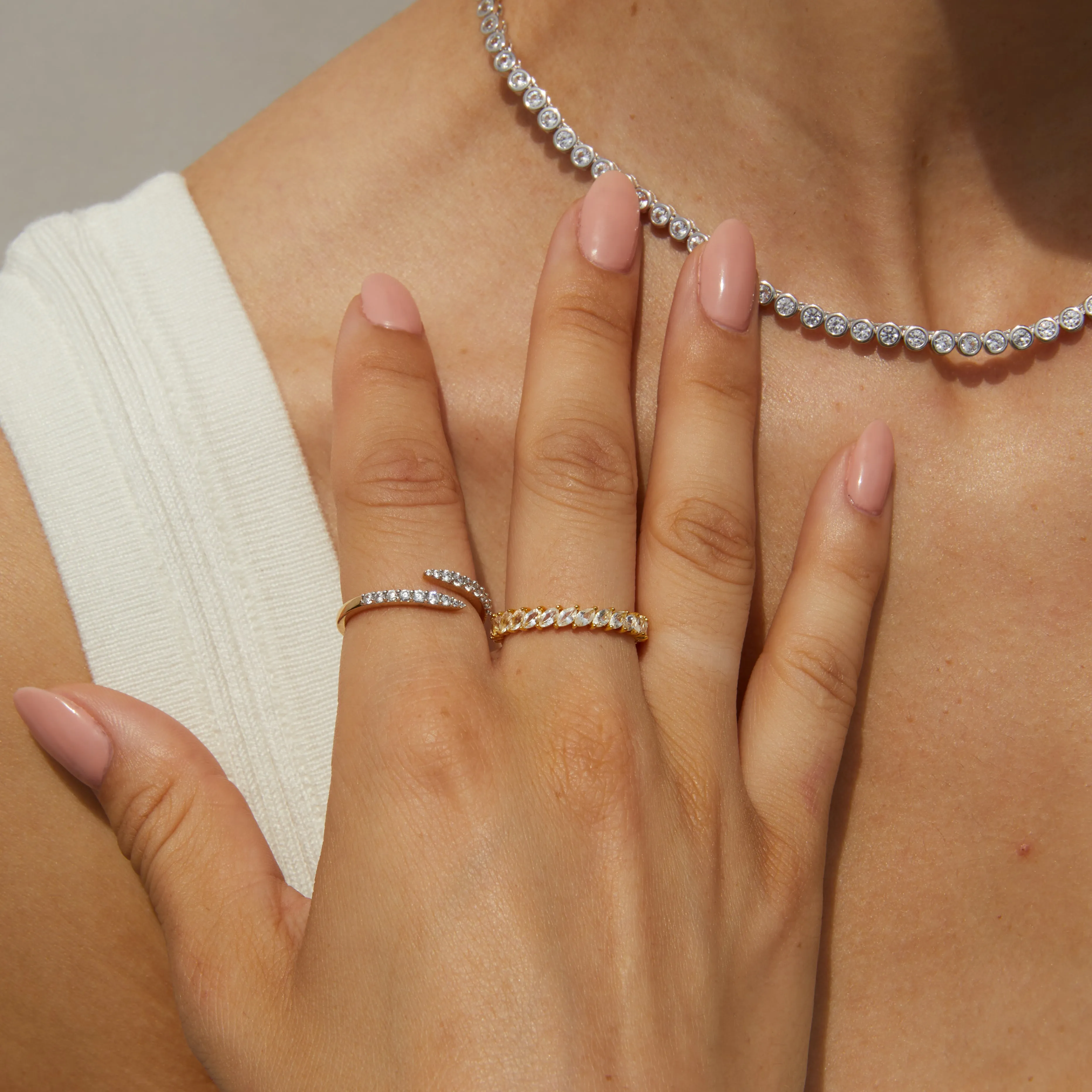 Lab Grown White Sapphire Marquise Eternity Ring sold by Aurate product image thumbnail 5