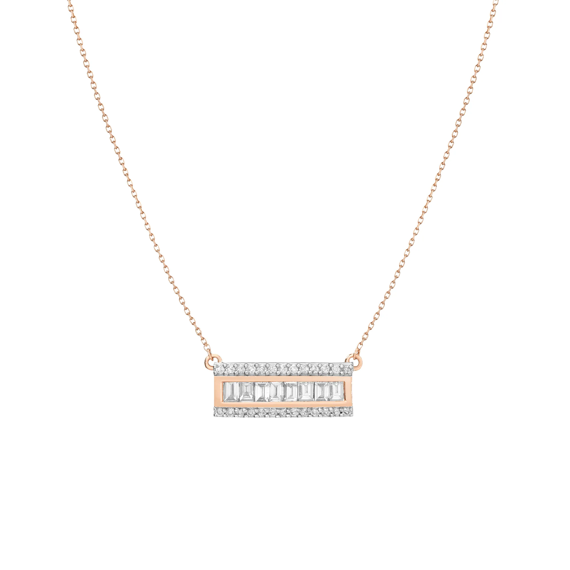 Pavé Baguette Diamond Bar Necklace sold by Aurate product image thumbnail 2