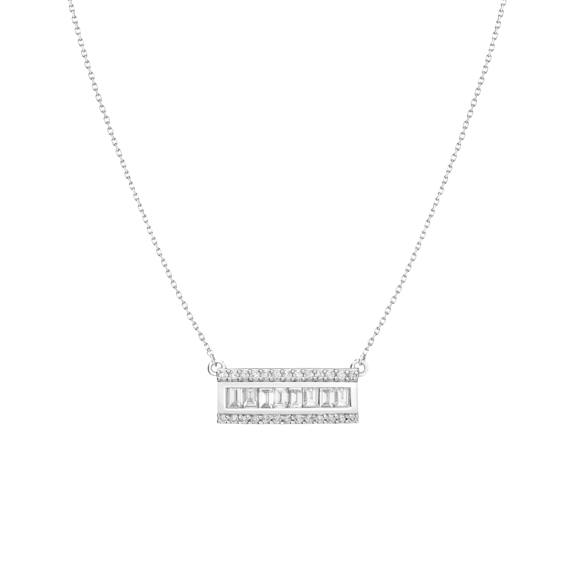 Pavé Baguette Diamond Bar Necklace sold by Aurate product image thumbnail 3