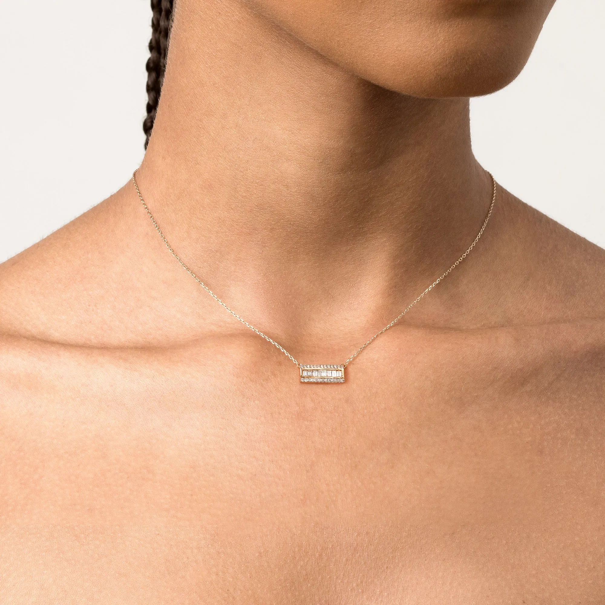 Pavé Baguette Diamond Bar Necklace sold by Aurate product image thumbnail 5