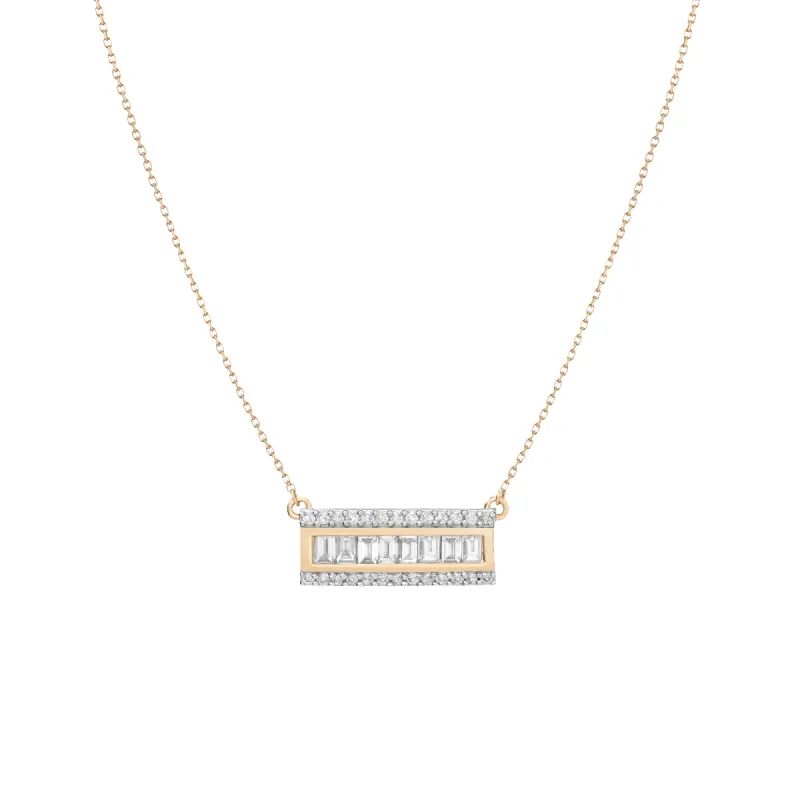 Pavé Baguette Diamond Bar Necklace sold by Aurate