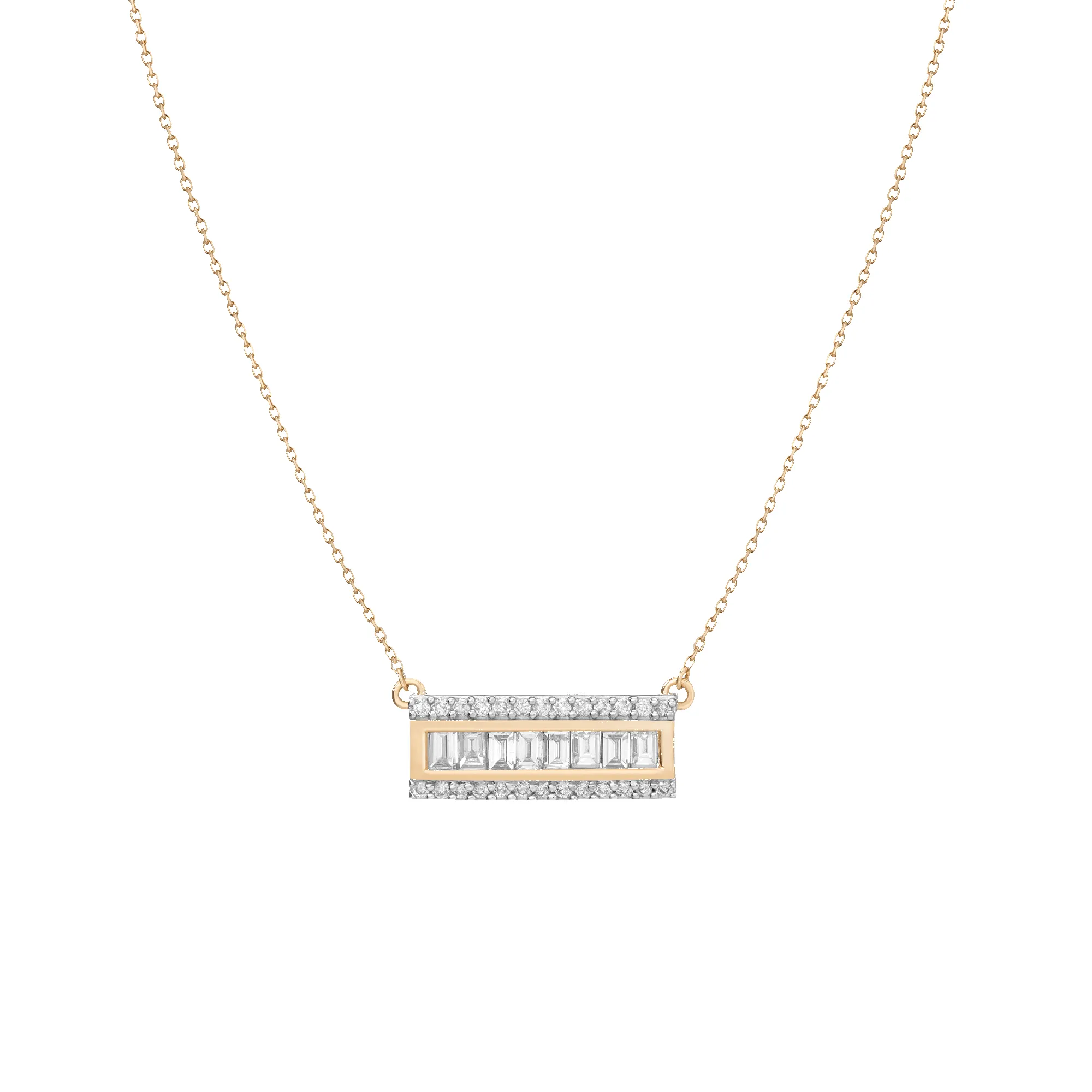Pavé Baguette Diamond Bar Necklace sold by Aurate