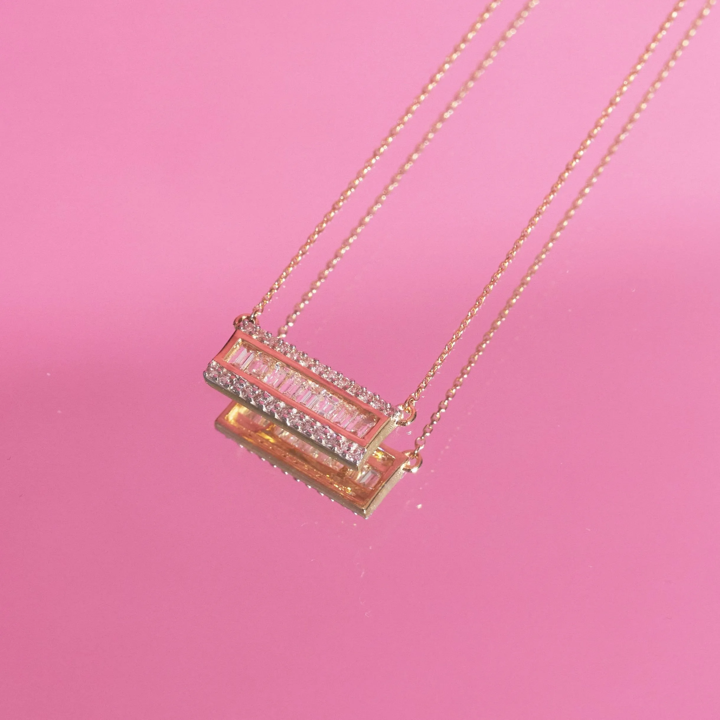Pavé Baguette Diamond Bar Necklace sold by Aurate product image thumbnail 4