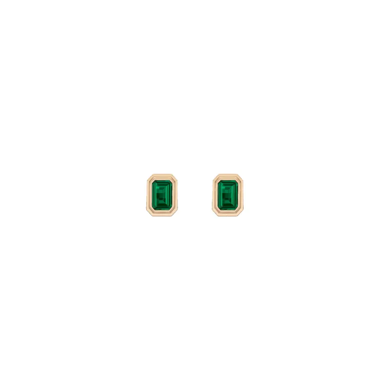 Mini Lab Grown Emerald Heirloom Stud Earrings made by Aurate