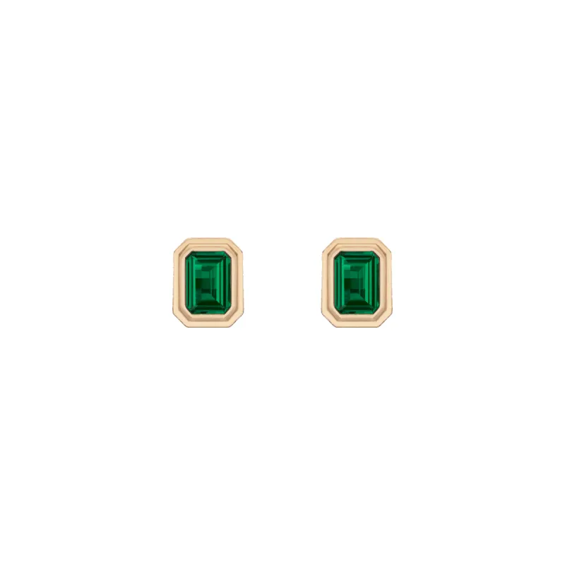 Lab Grown Emerald Heirloom Stud Earrings sold by Aurate
