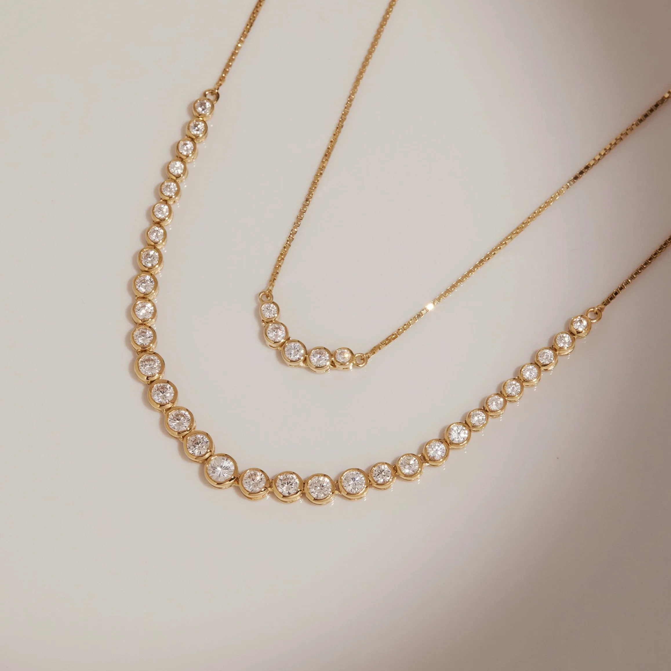 Mini Graduated Lab Grown Diamond Bezel Necklace sold by Aurate product image thumbnail 4