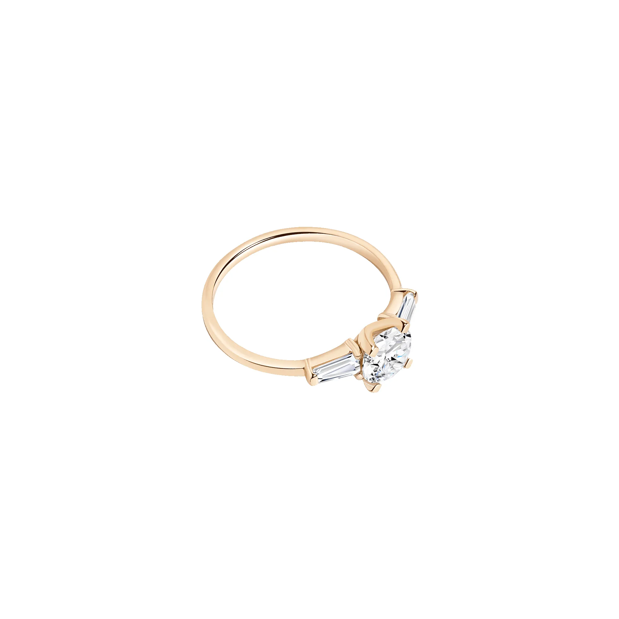 Round Diamond Tapered Baguette Diamond Ring sold by Aurate product image thumbnail 4