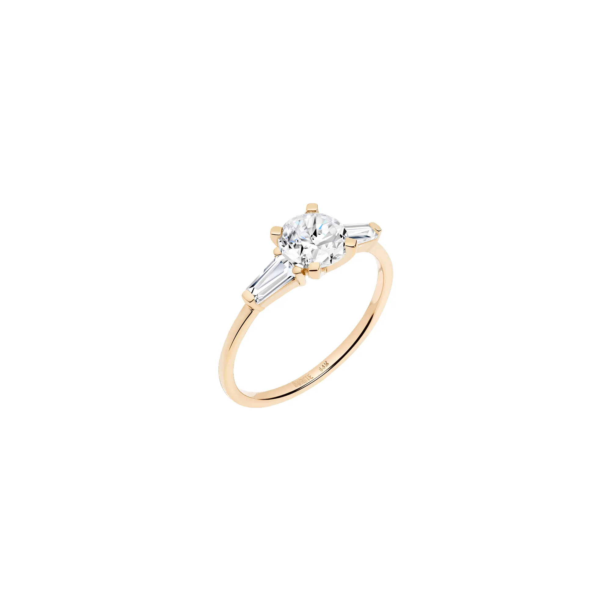 Round Diamond Tapered Baguette Diamond Ring sold by Aurate