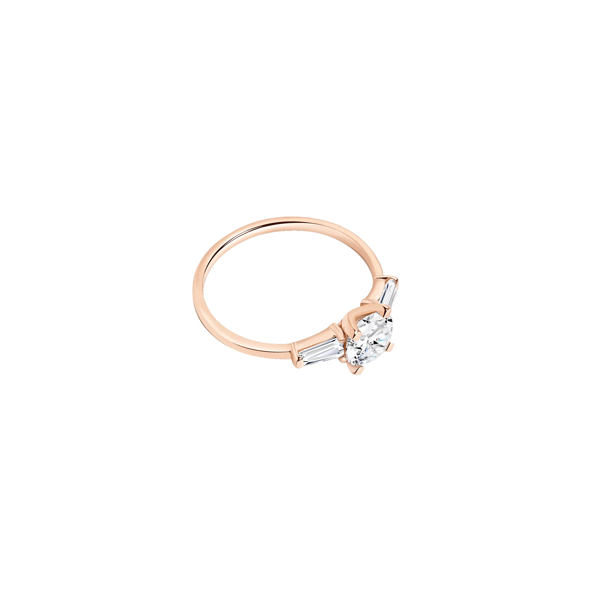 Round Diamond Tapered Baguette Diamond Ring sold by Aurate product image thumbnail 5
