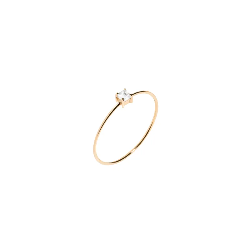 Square White Sapphire Gold Ring sold by Aurate