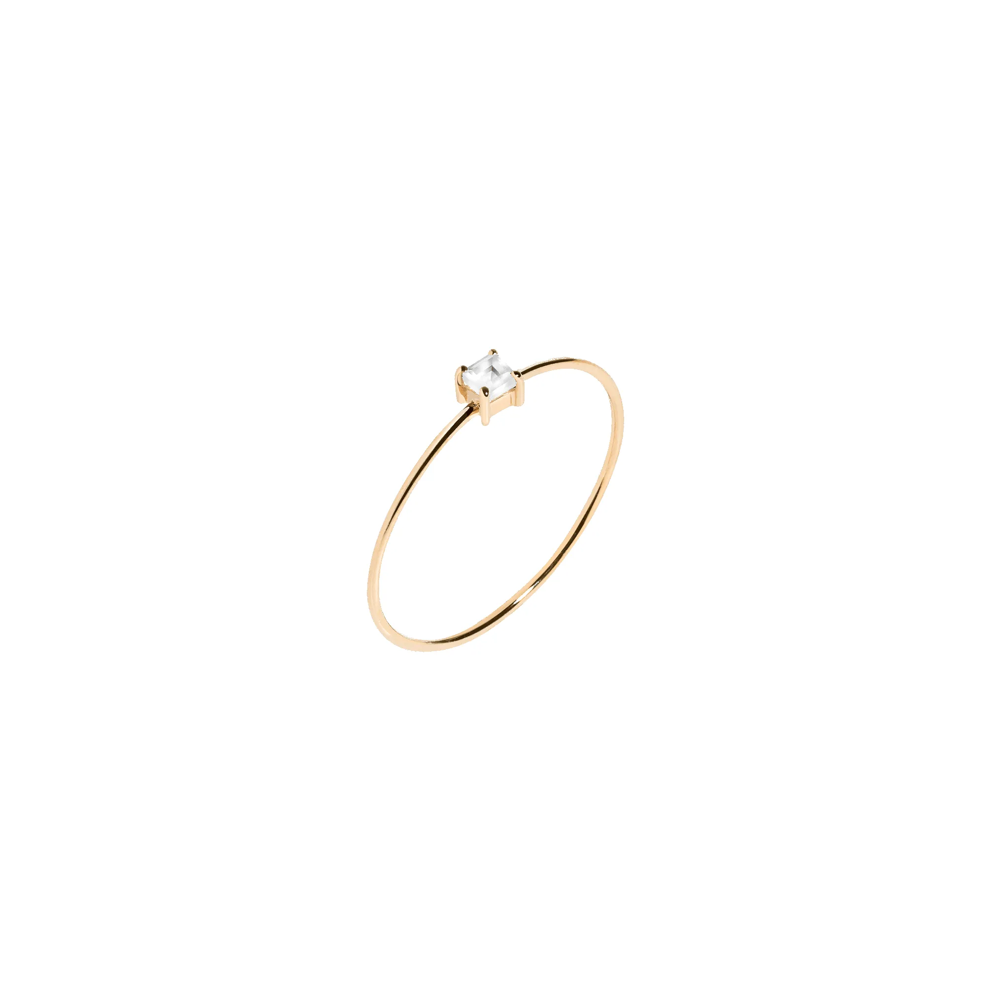Square White Sapphire Gold Ring sold by Aurate