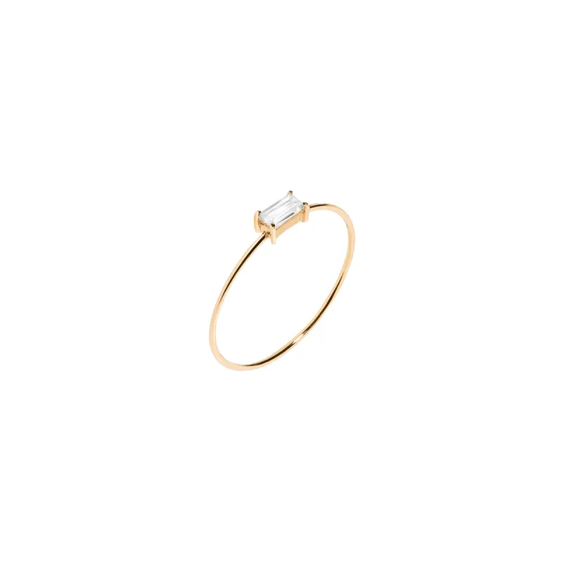 Baguette White Sapphire Gold Ring sold by Aurate