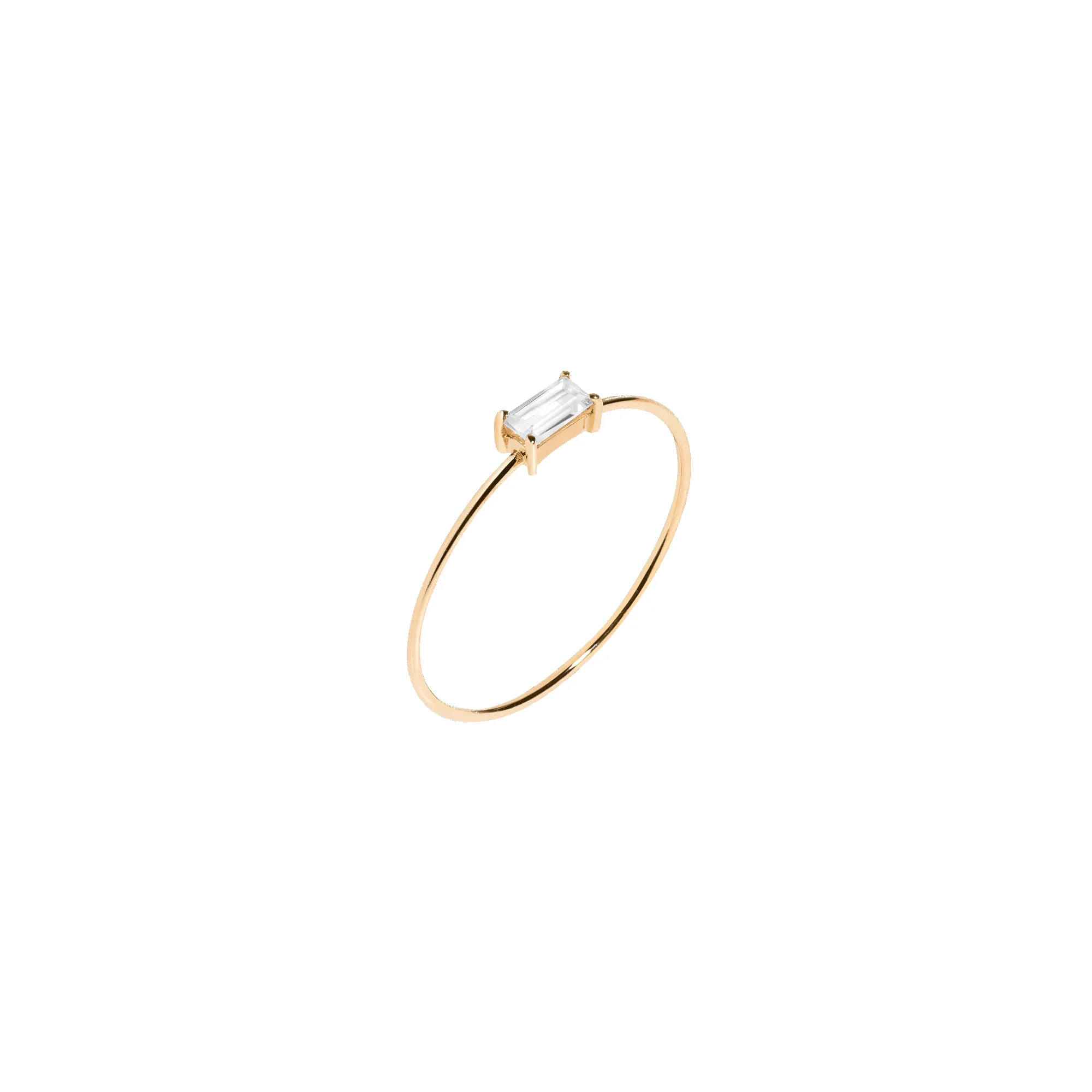 Baguette White Sapphire Gold Ring sold by Aurate