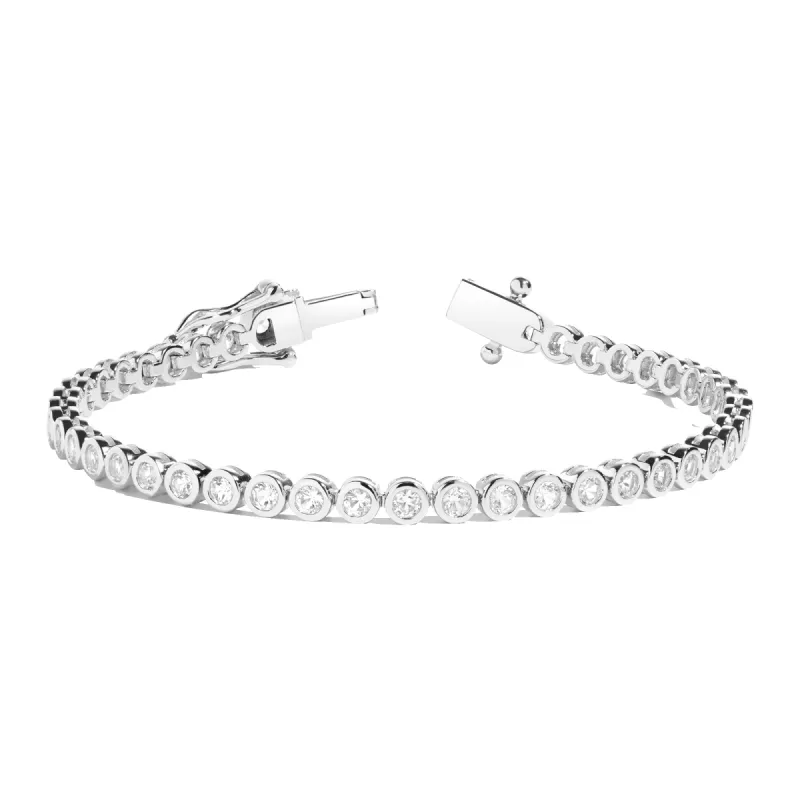 Lab Grown White Sapphire Bezel Tennis Bracelet sold by Aurate