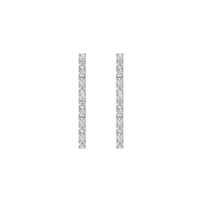 Lab Grown White Sapphire Tennis Earrings sold by Aurate