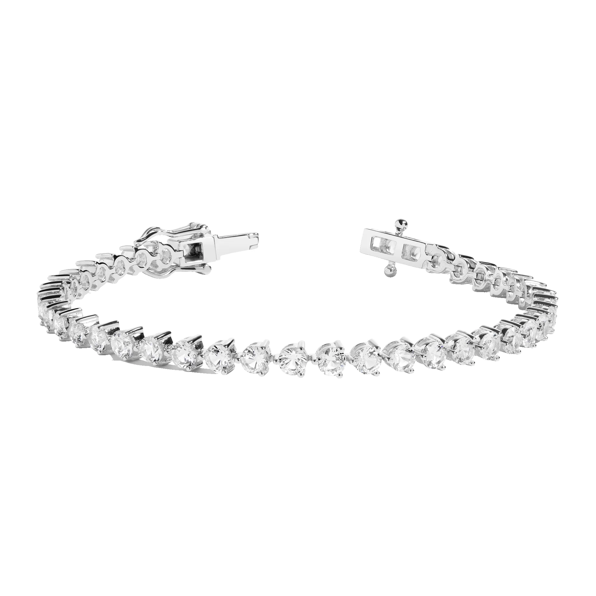 Lab Grown White Sapphire Three-Prong Tennis Bracelet sold by Aurate
