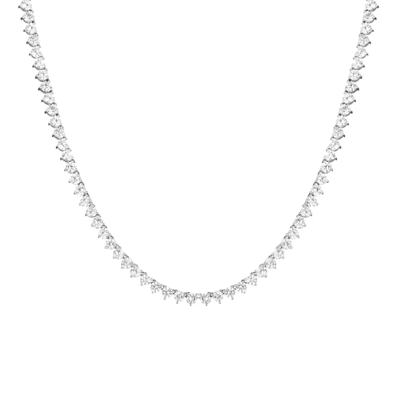 Lab Grown White Sapphire Three-Prong Tennis Necklace sold by Aurate