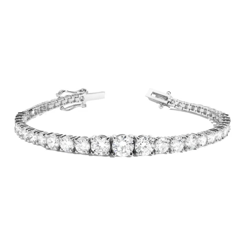 Lab Grown White Sapphire Graduated Modern Tennis Bracelet sold by Aurate