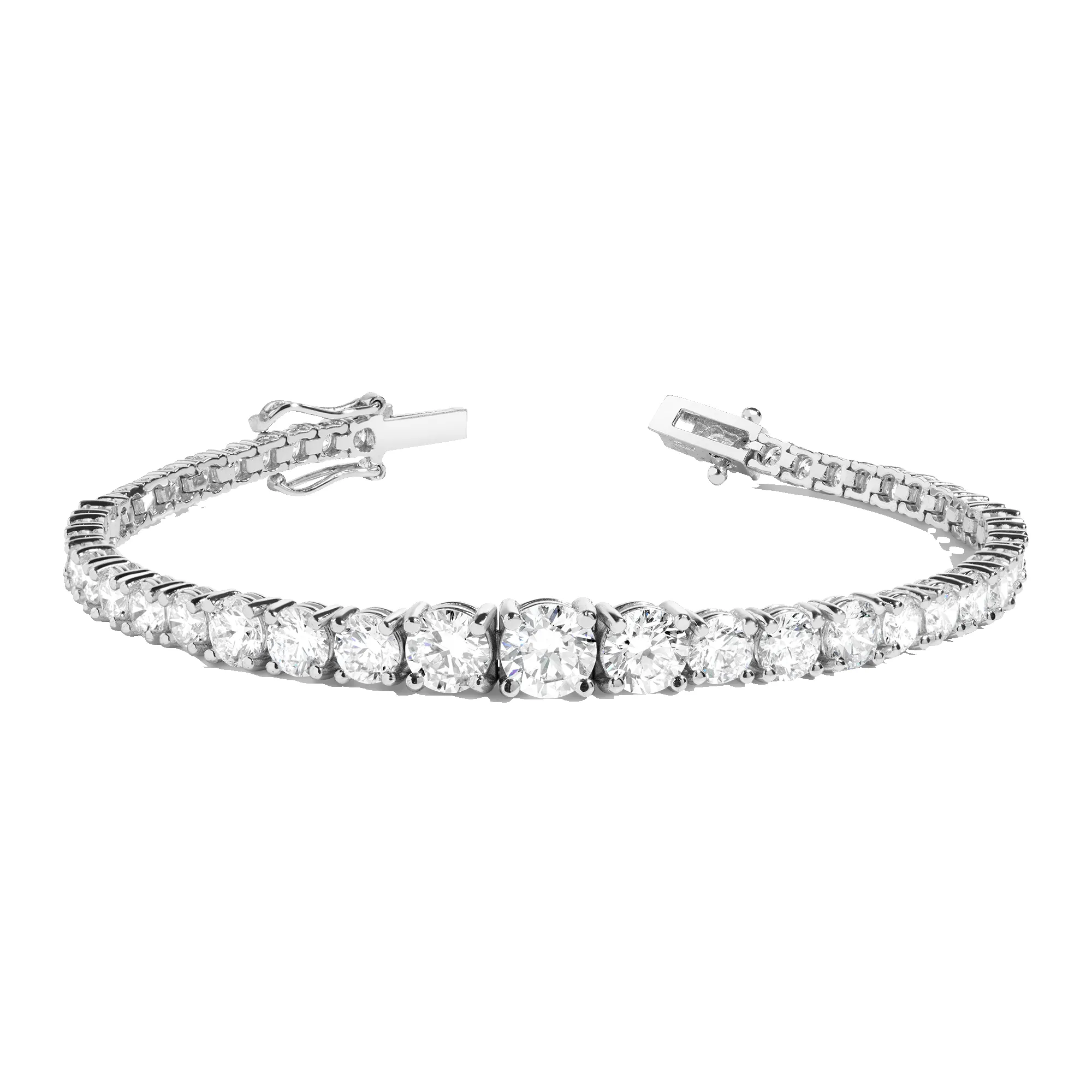 Lab Grown White Sapphire Graduated Modern Tennis Bracelet sold by Aurate