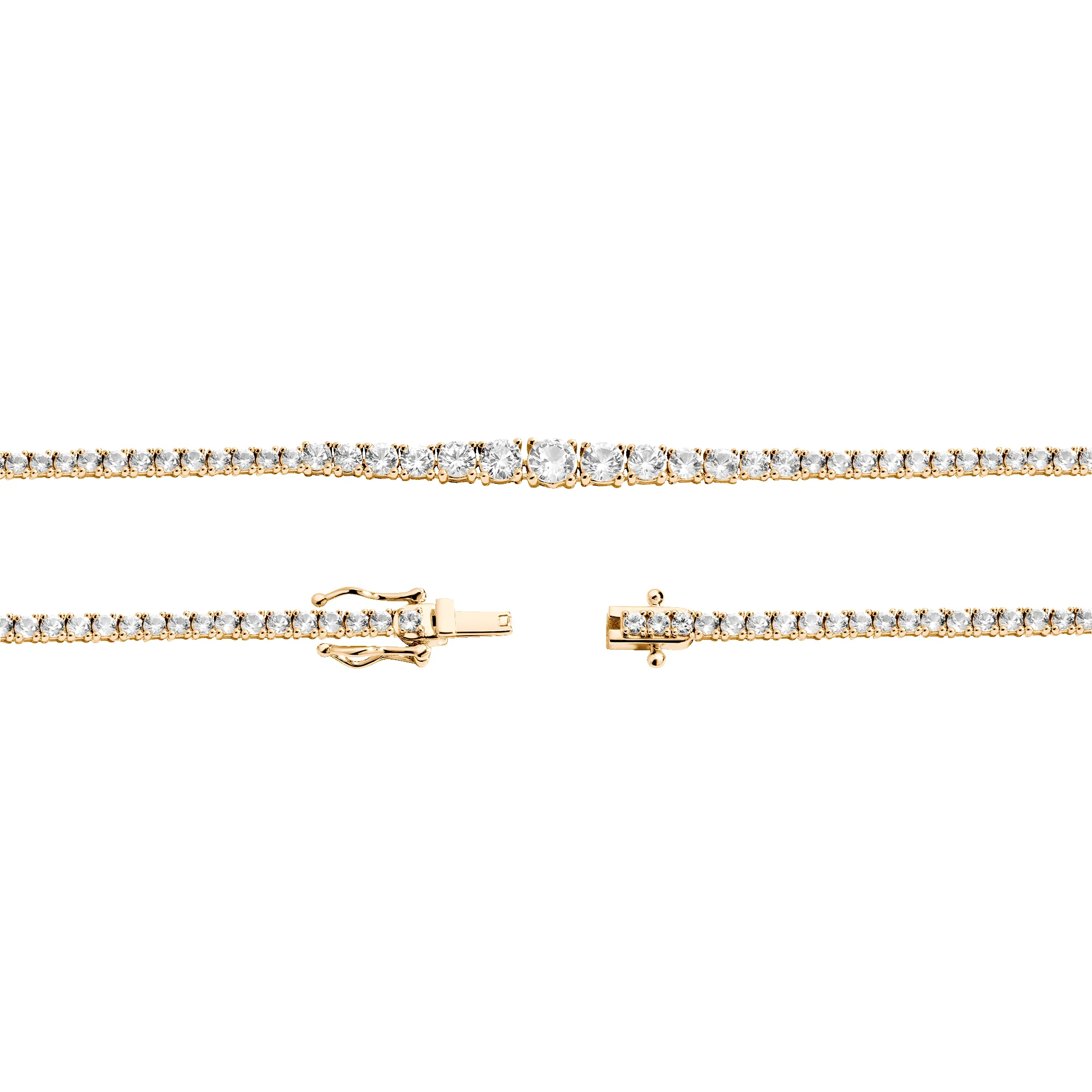 Lab Grown White Sapphire Graduated Modern Tennis Necklace sold by Aurate product image thumbnail 4