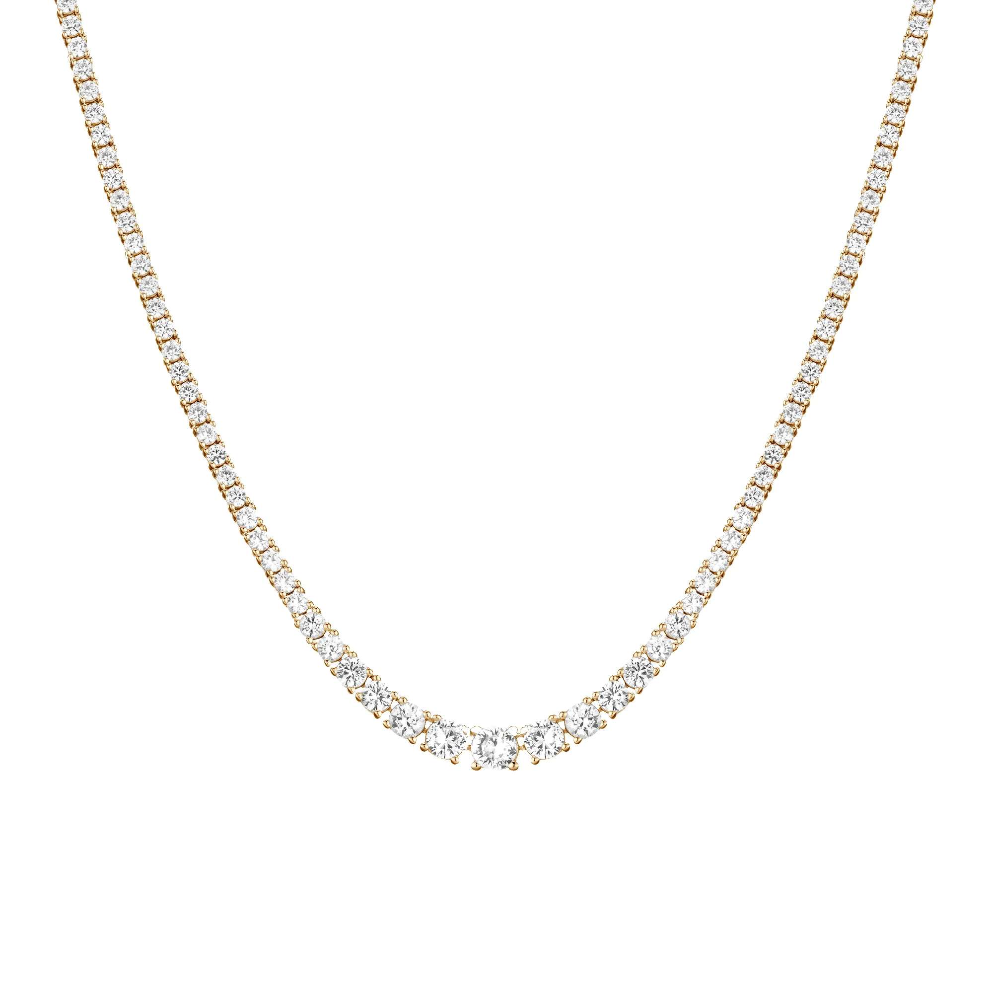 Lab Grown White Sapphire Graduated Modern Tennis Necklace sold by Aurate product image thumbnail 2