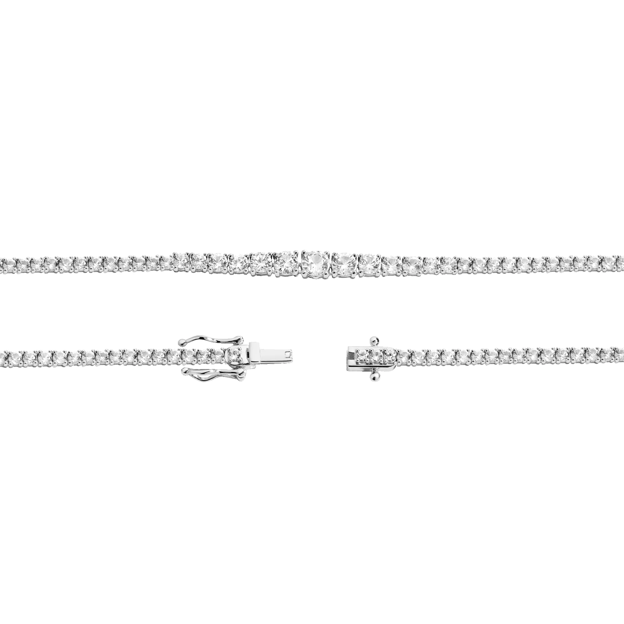 Lab Grown White Sapphire Graduated Modern Tennis Necklace sold by Aurate product image thumbnail 3