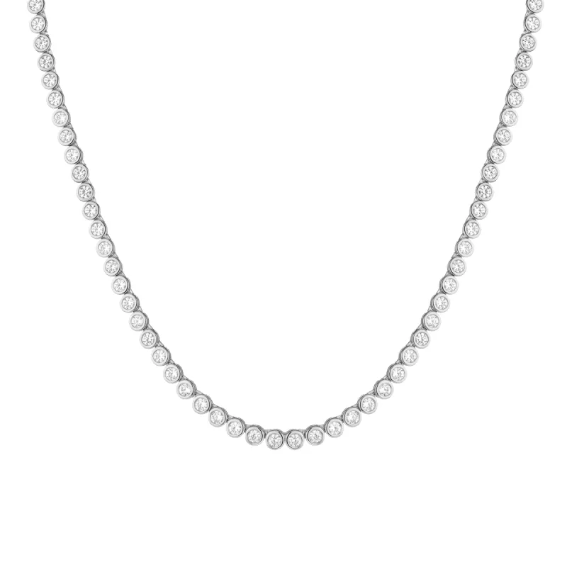 Lab Grown White Sapphire Bezel Tennis Necklace sold by Aurate