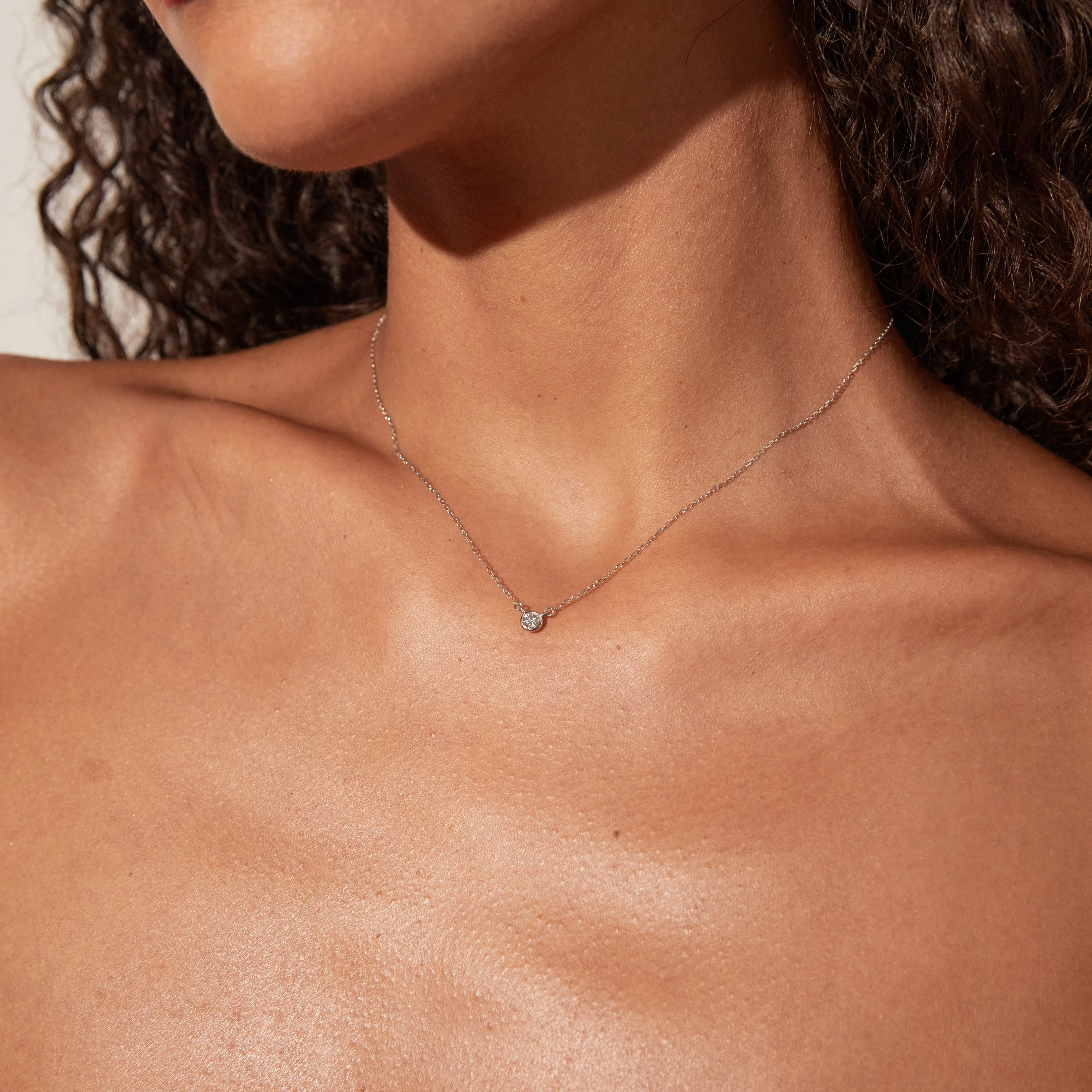 Medium Lab Grown Diamond Bezel Necklace sold by Aurate product image thumbnail 4