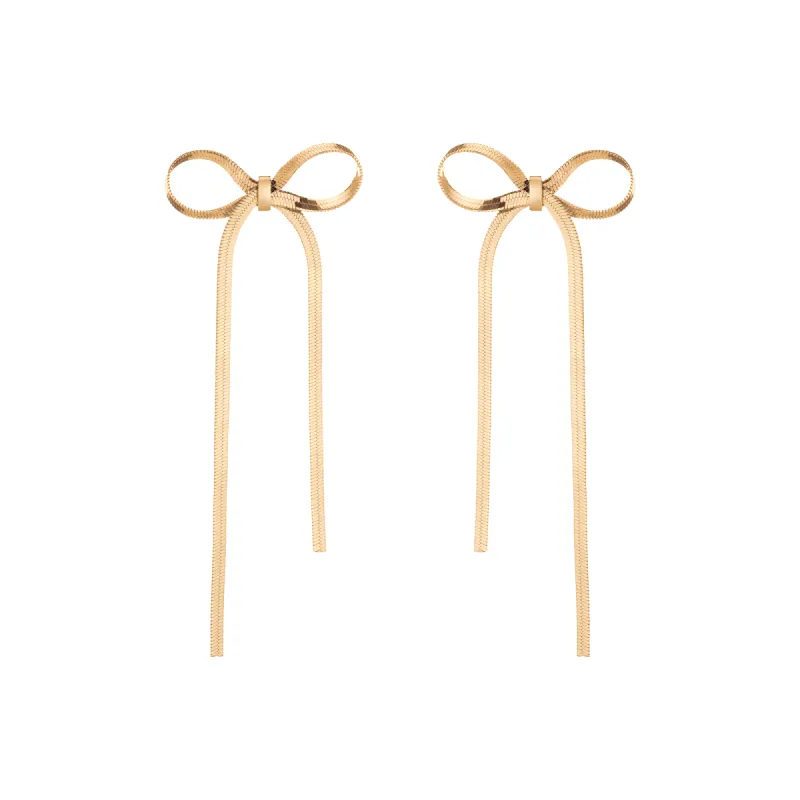 Herringbone Bow Earrings sold by Aurate
