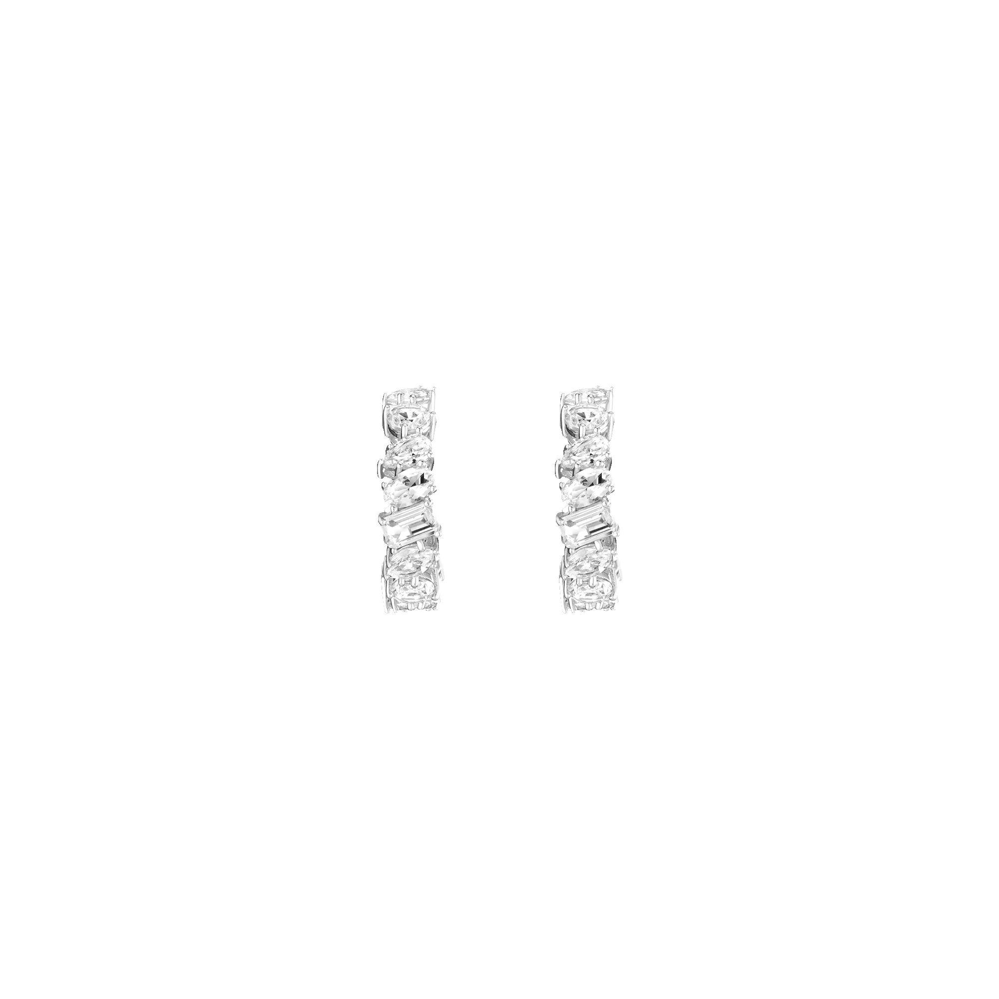 Lab Grown White Sapphire Mixed Shape Hoop Earrings sold by Aurate product image thumbnail 4