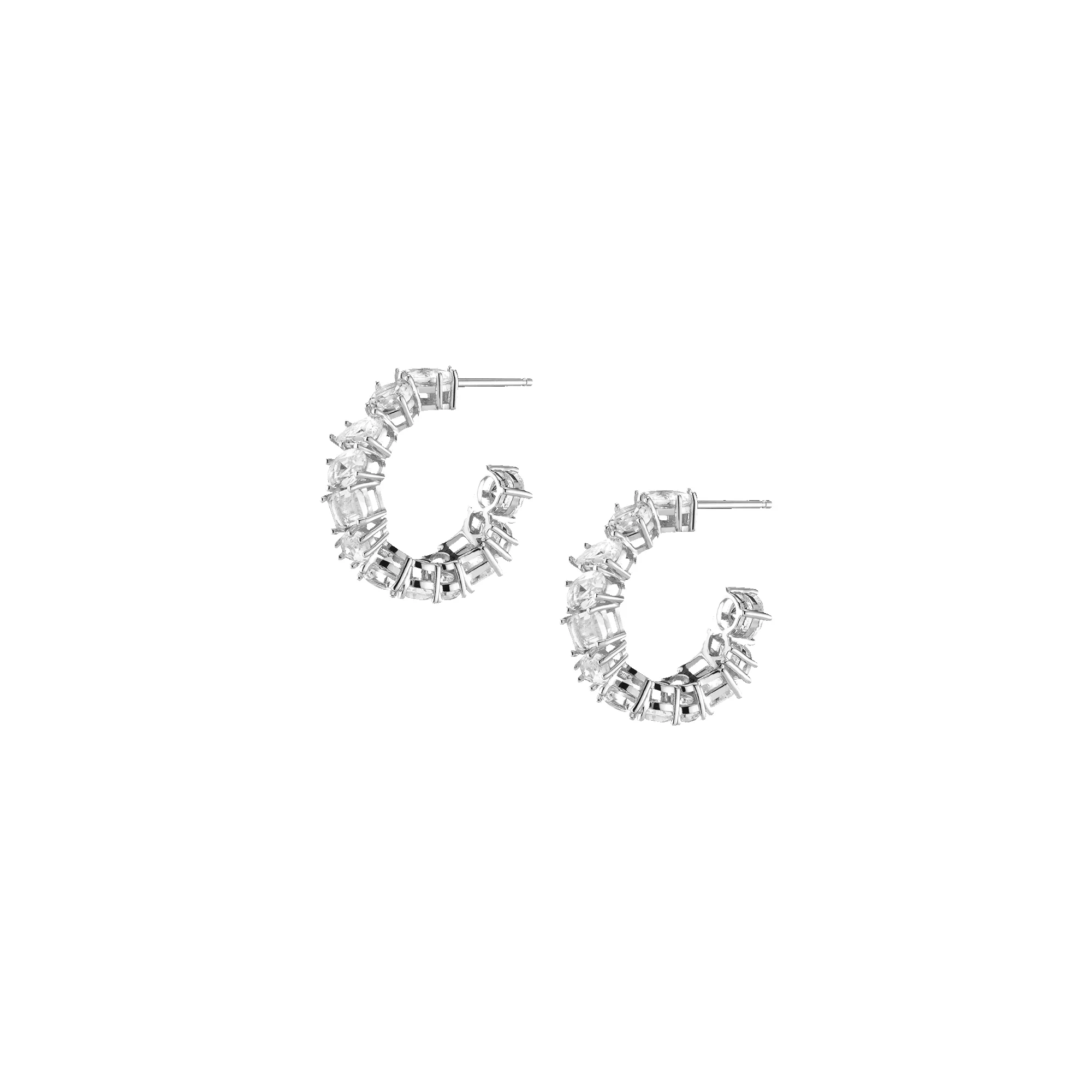 Lab Grown White Sapphire Mixed Shape Hoop Earrings sold by Aurate product image thumbnail 2