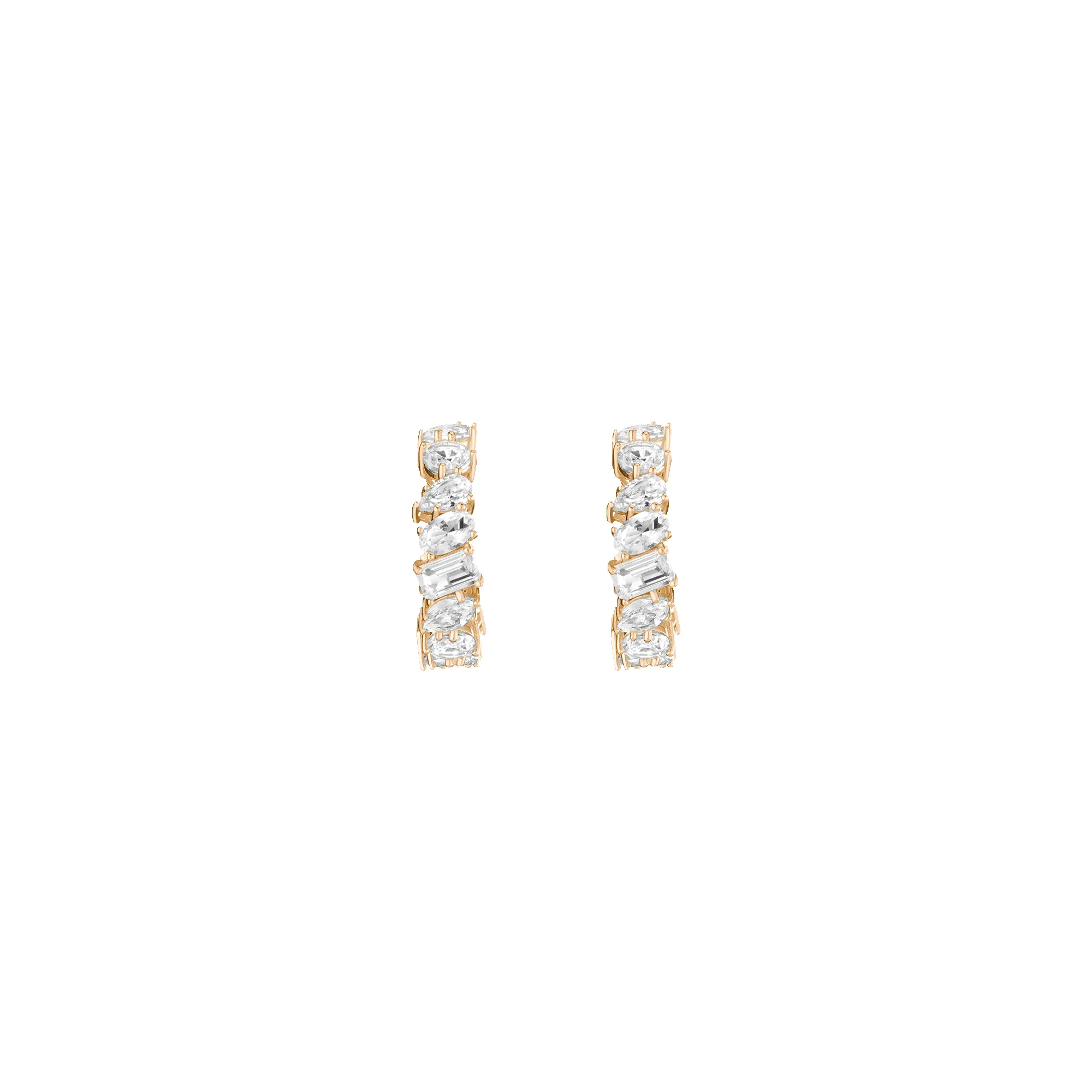 Lab Grown White Sapphire Mixed Shape Hoop Earrings sold by Aurate product image thumbnail 3