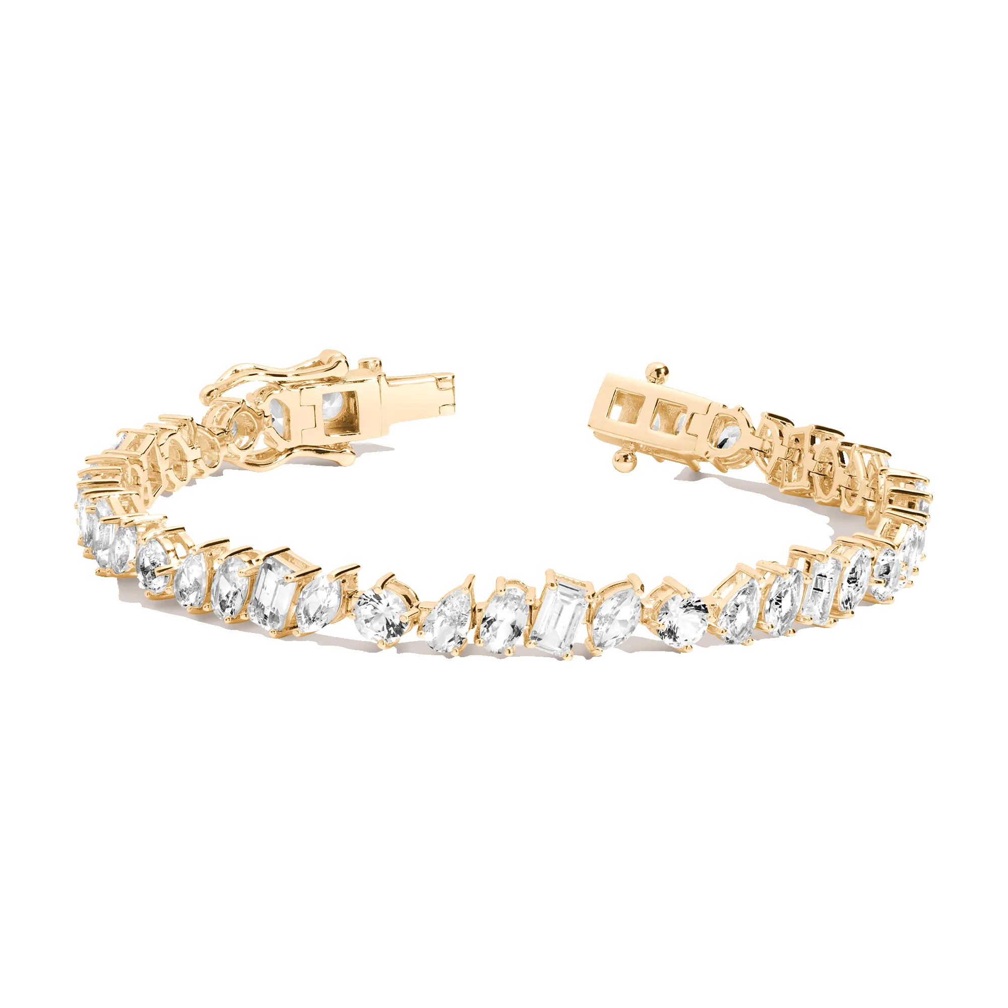 Lab Grown White Sapphire Mixed Shape Tennis Bracelet sold by Aurate product image thumbnail 2