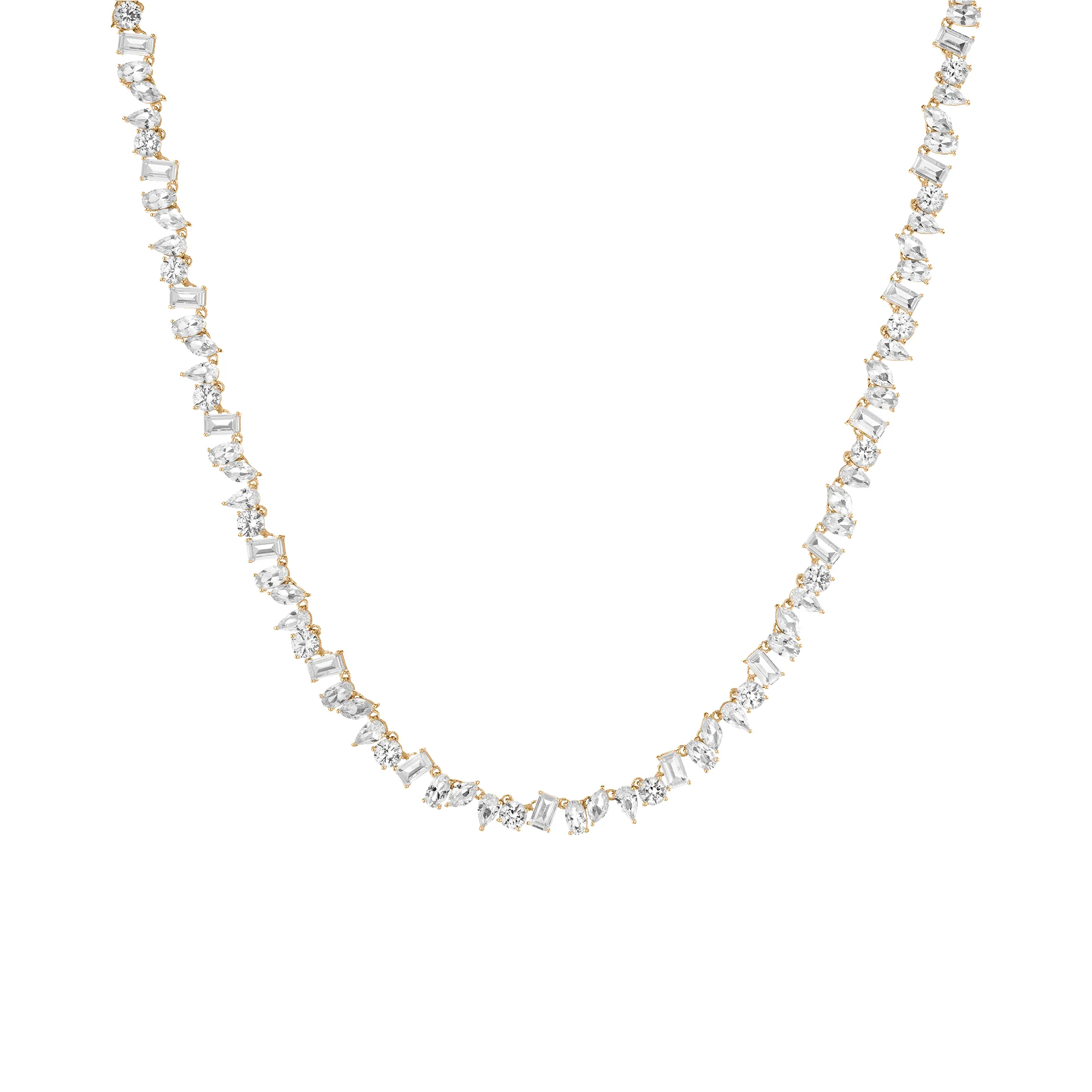 Lab Grown White Sapphire Mixed Shape Tennis Necklace sold by Aurate product image thumbnail 2