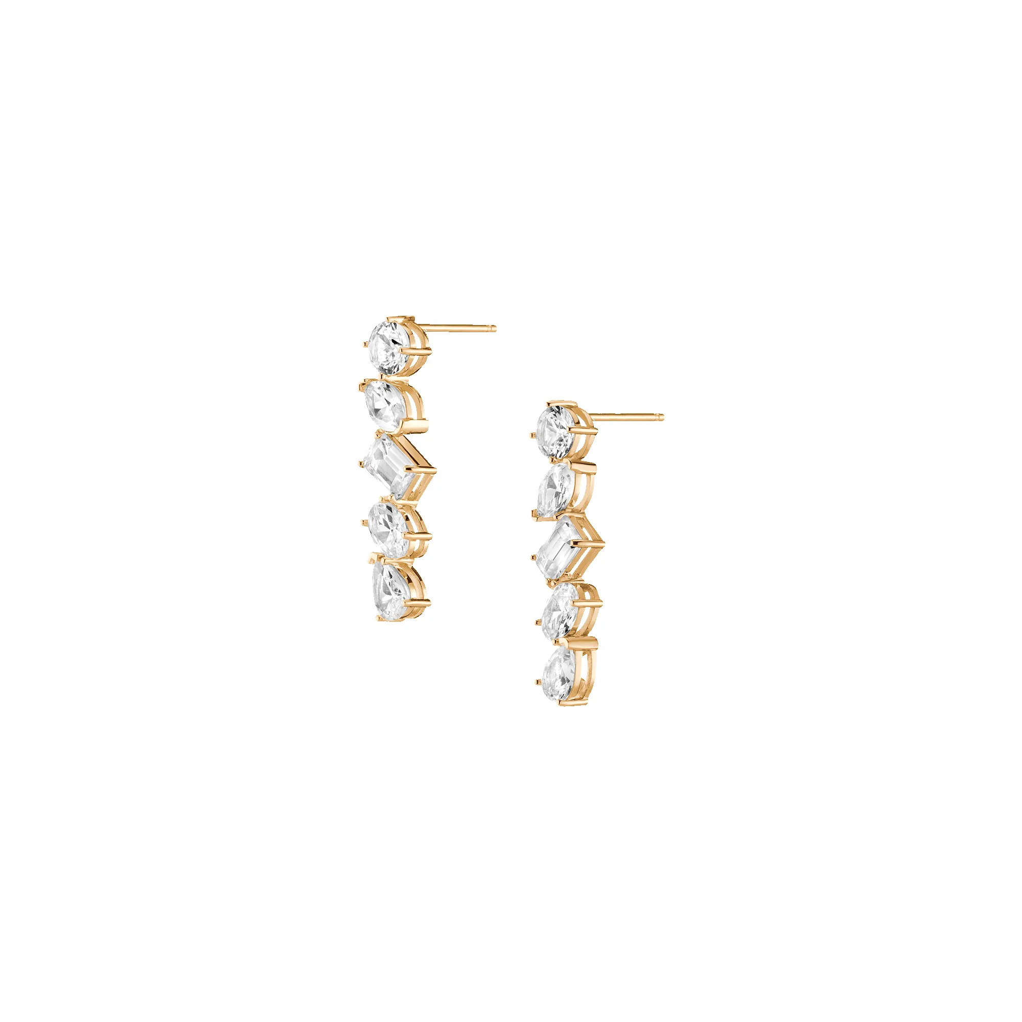 Lab Grown White Sapphire Mixed Shape Tennis Earrings sold by Aurate product image thumbnail 4