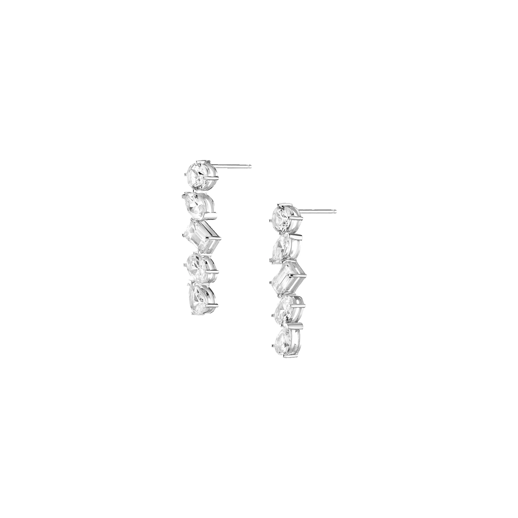 Lab Grown White Sapphire Mixed Shape Tennis Earrings sold by Aurate product image thumbnail 3