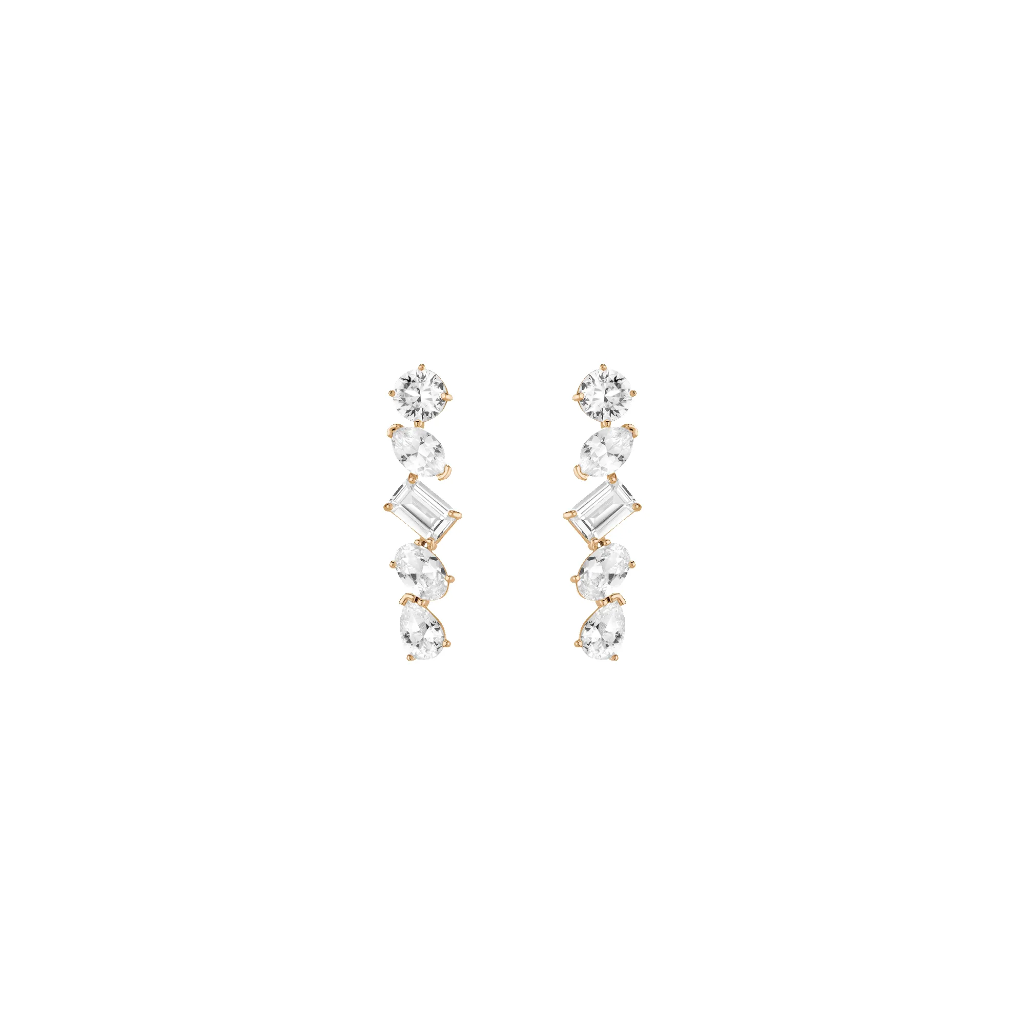 Lab Grown White Sapphire Mixed Shape Tennis Earrings sold by Aurate product image thumbnail 2