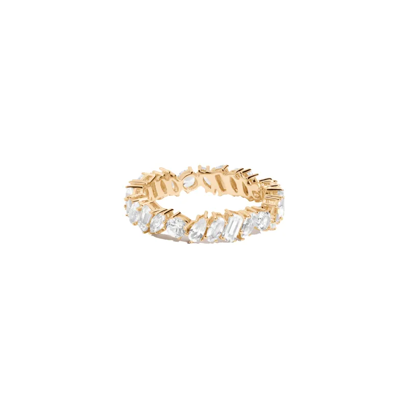 Lab Grown White Sapphire Mixed Shape Eternity Ring sold by Aurate
