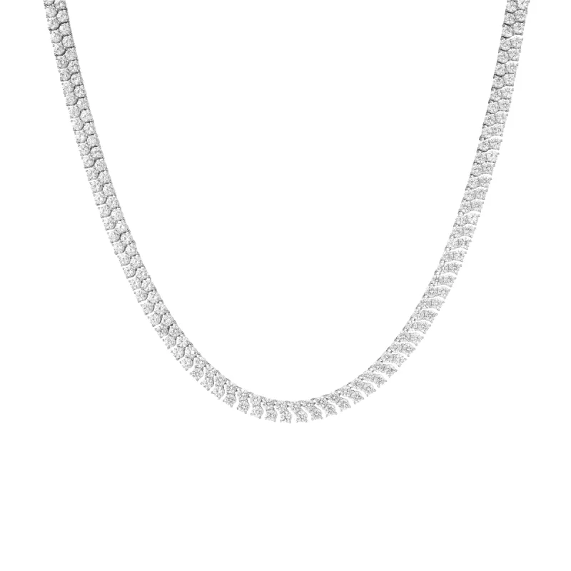 Lab Grown White Sapphire Double Row Tennis Necklace sold by Aurate