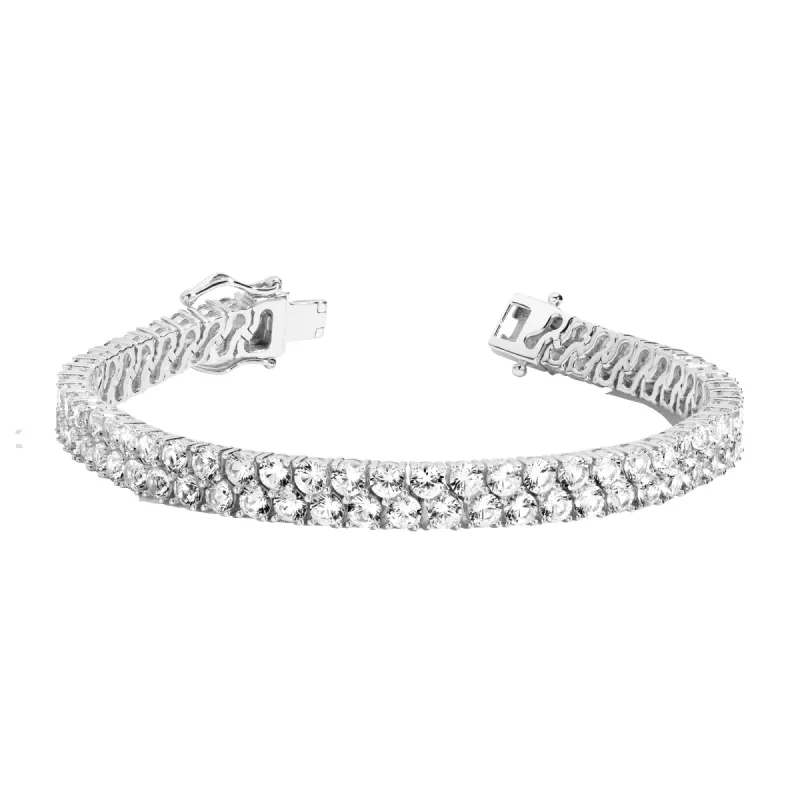 Lab Grown White Sapphire Double Row Tennis Bracelet sold by Aurate
