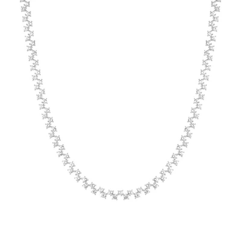 Floating Lab Grown White Sapphire Tennis Necklace sold by Aurate