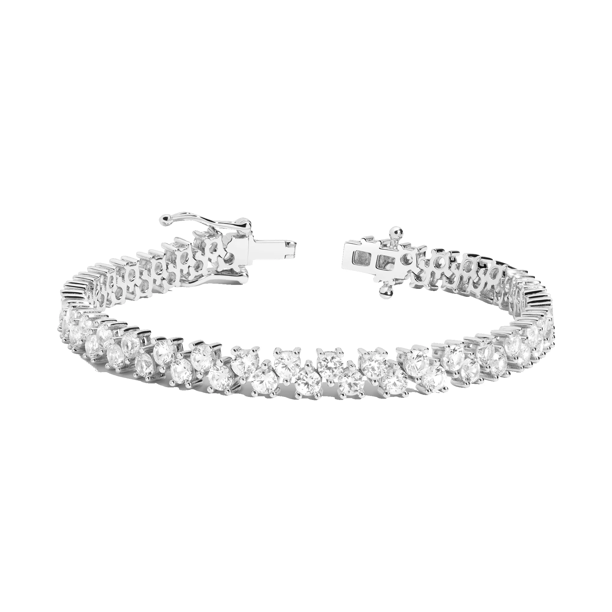 Floating Lab Grown White Sapphire Tennis Bracelet sold by Aurate